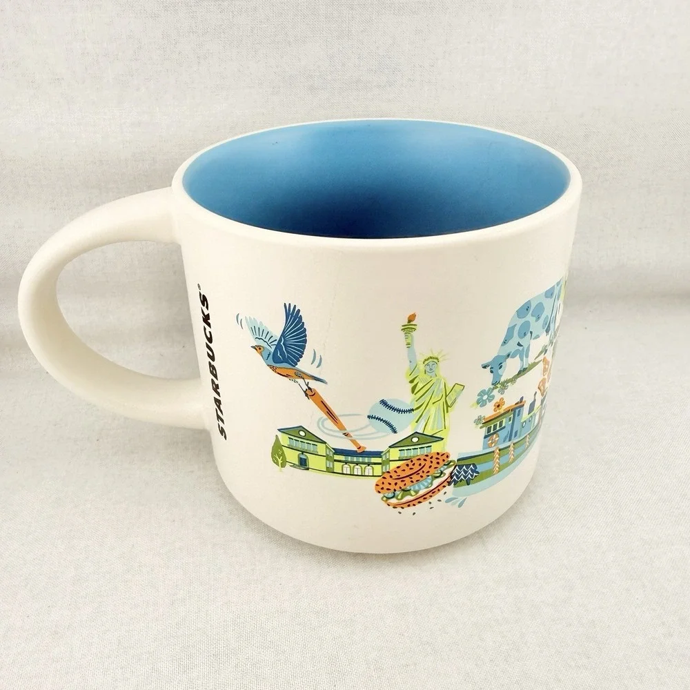 Starbucks New York State Coffee Mug Cup Upstate Fish Cheesecake‎ Art Landmarks